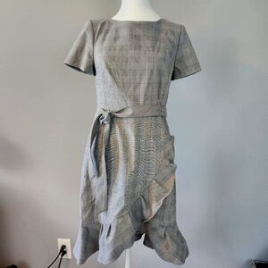 Calvin Klein Gray and White Plaid Bodycon Dress for Work, Size 10